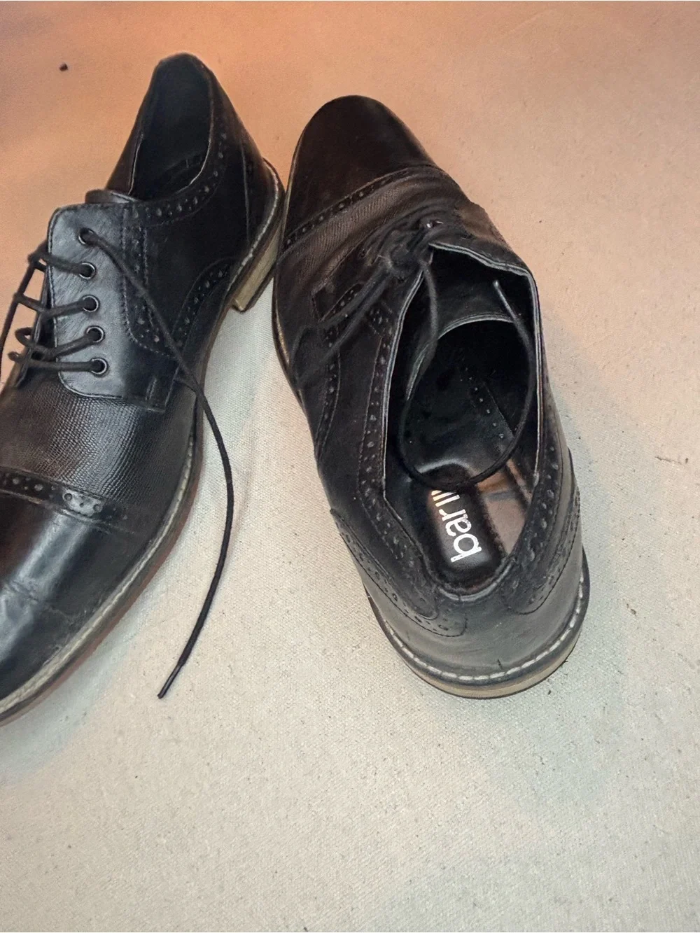 Bar III Black Leather Cap-Toe Derby Shoes